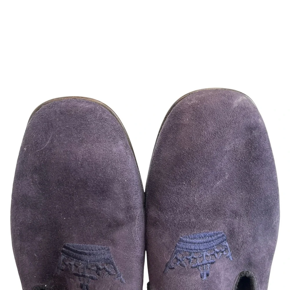 Church's Sovereign Loafers Mens 9 Navy Suede Crown Embroidered Formal Slippers